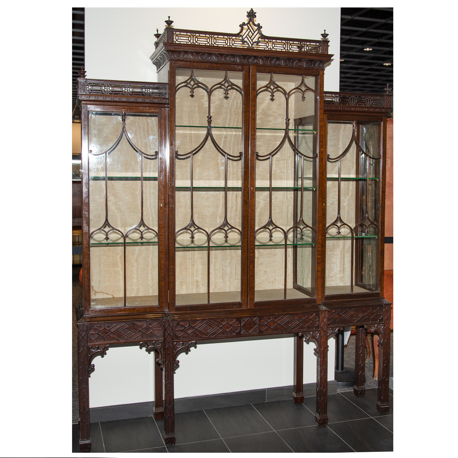 Appraisal: CHINESE CHIPPENDALE STYLE MAHOGANY CHINA CABINET Early th century with