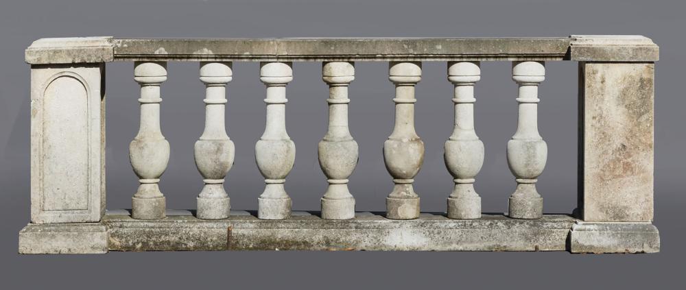 Appraisal: Pair of Italian Cast Stone Balustrades molded cap stone arched