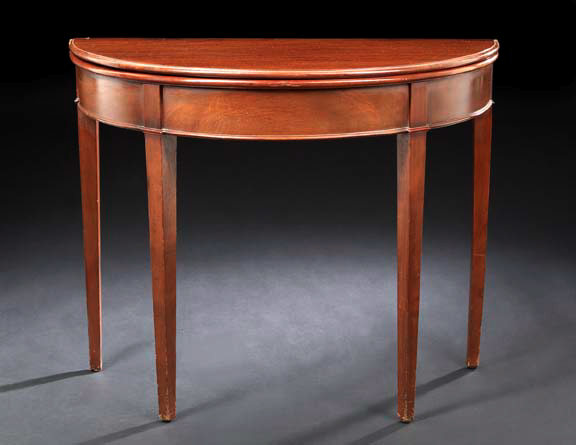 Appraisal: George III Mahogany Games Table late th century the demi-lune