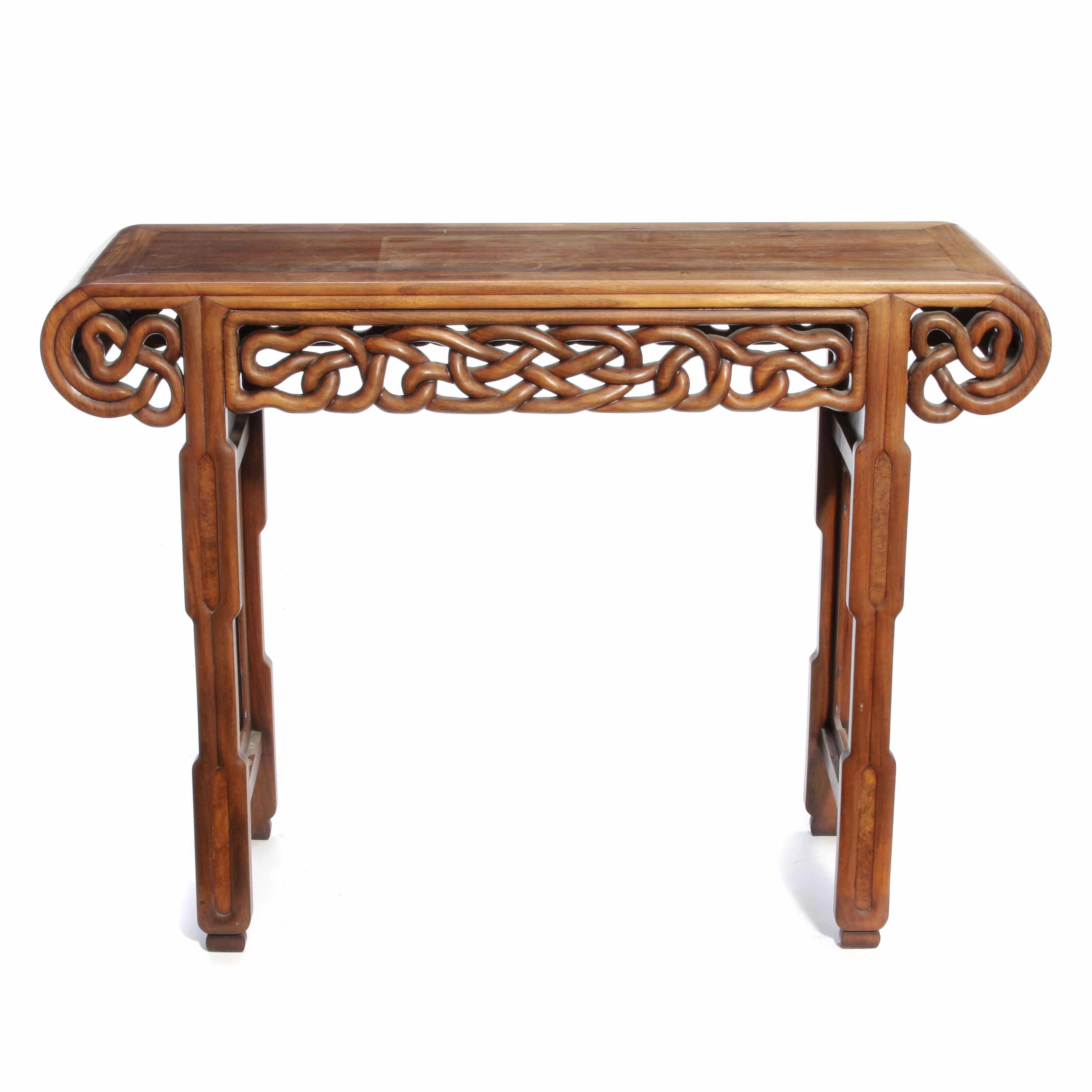 Appraisal: A Chinese hardwood side table with reticulated aprons height in