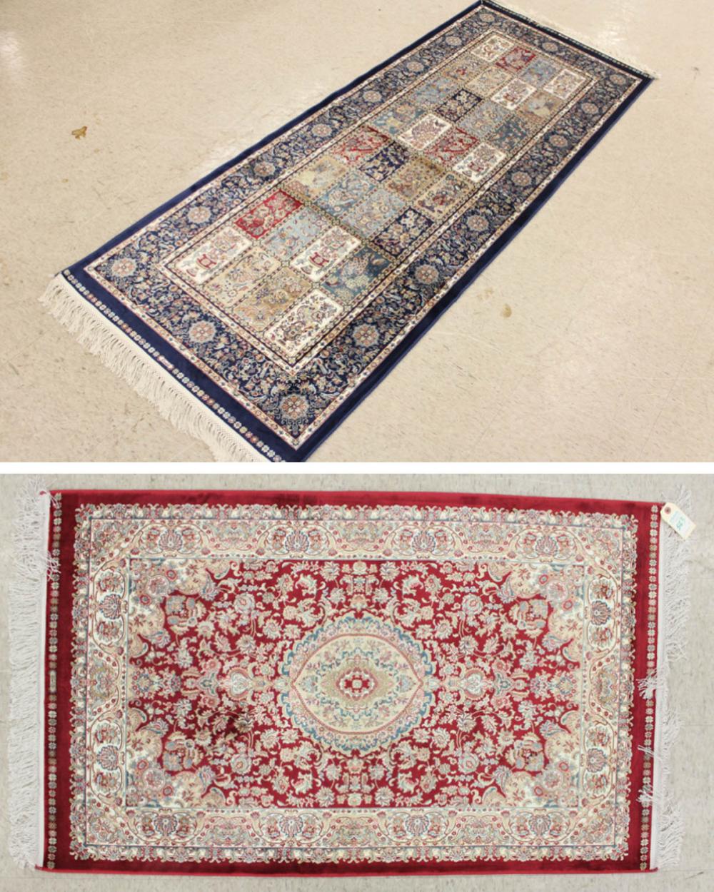 Appraisal: TWO HAND KNOTTED TURKISH 'BAMBOO SILK' AREA RUGS ' x