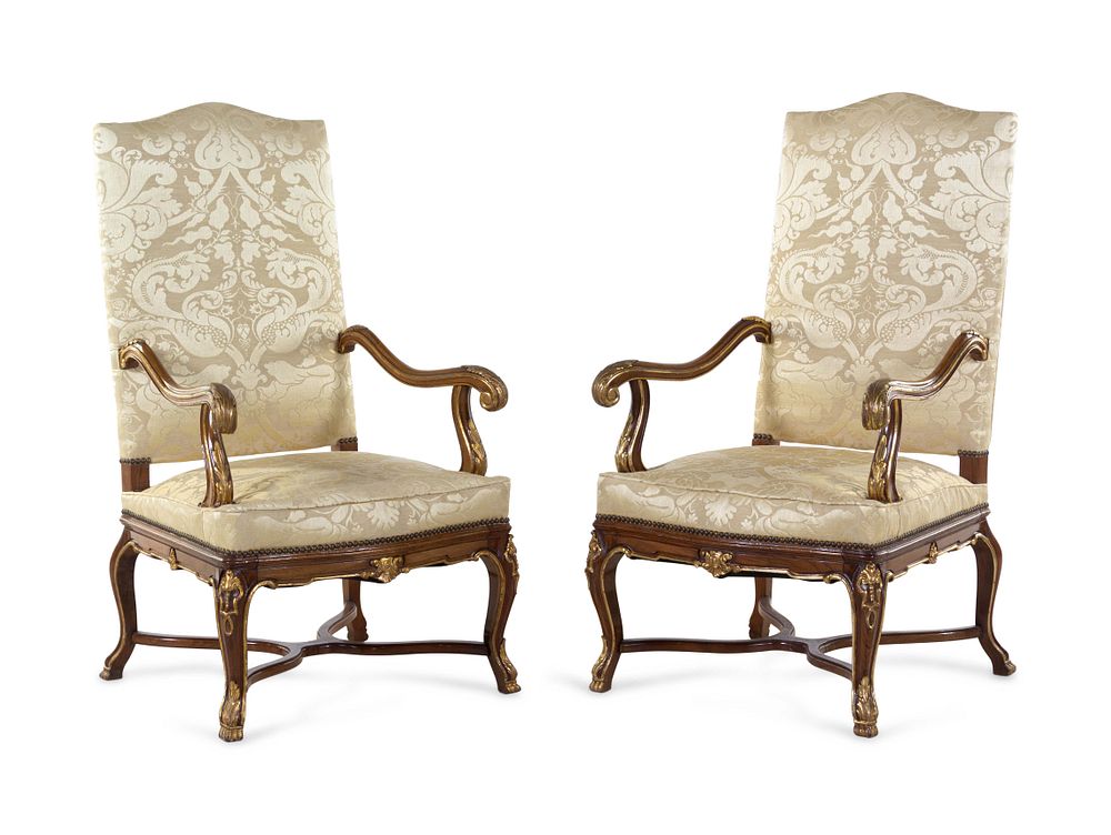 Appraisal: A Pair of Louis XV Style Carved and Parcel Gilt