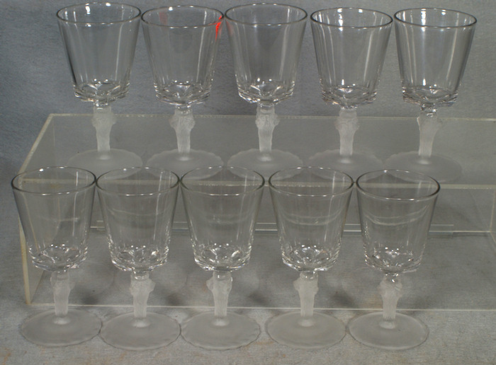 Appraisal: Frosted Lion pattern glass goblets h Estimate -