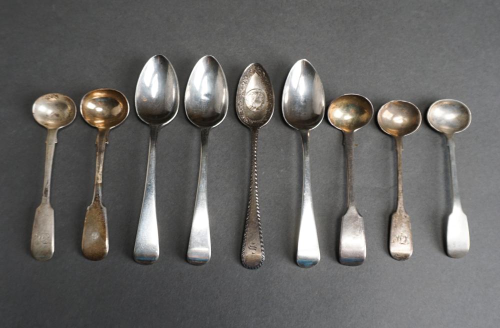 Appraisal: NINE LATE GEORGIAN TO WILLIAM IV TEASPOON AND CONDIMENT SPOONS