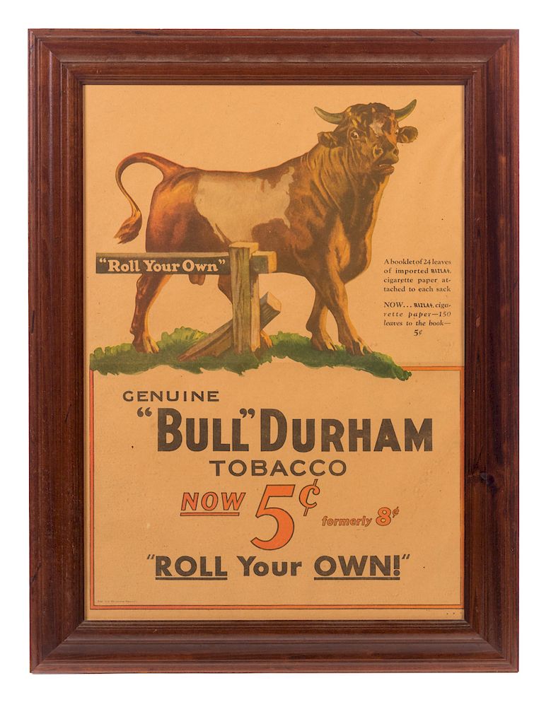 Appraisal: Bull Durham Tobacco cent Advertising Poster Measures tall wide Good