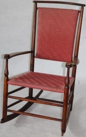 Appraisal: LATE TH C SHAKER SHAWL BACK ROCKER MAPLE ORIGINAL FINISH