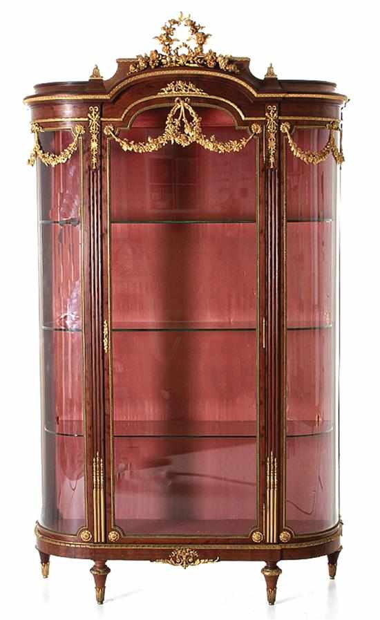 Appraisal: Fine Louis XVI style bronze-mounted mahogany vitrine late th century