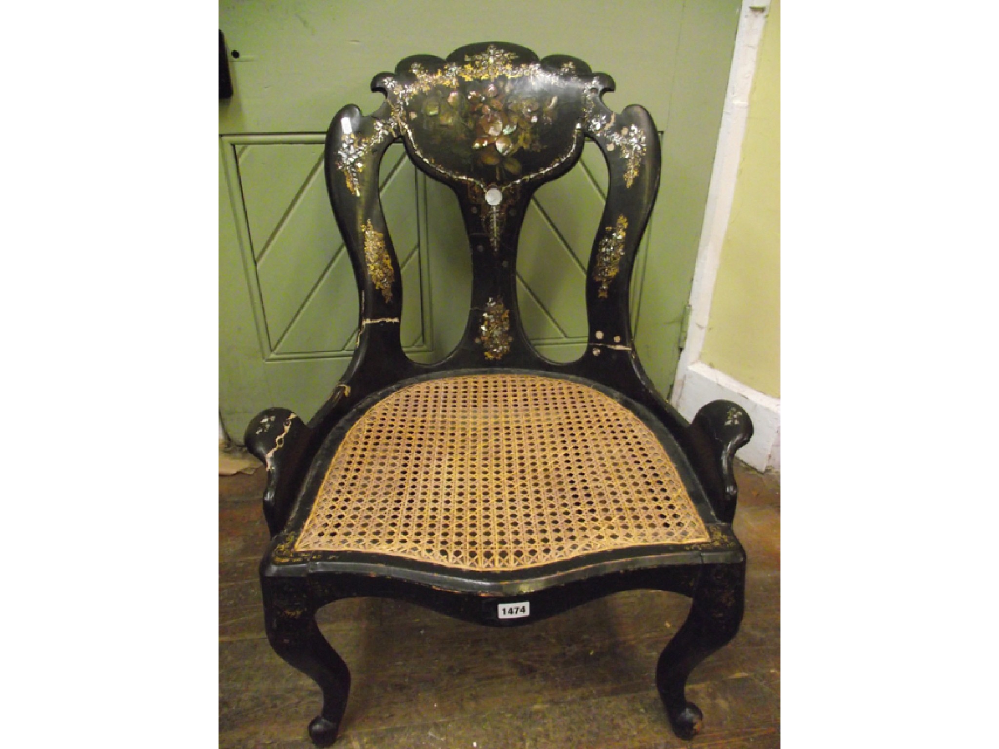 Appraisal: A Victorian papier mache drawing room chair with shaped frame