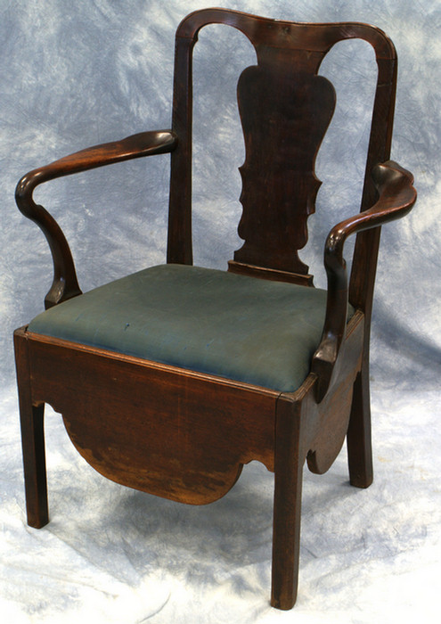 Appraisal: Georgian mahogany commode armchair h Estimate -