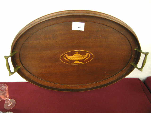 Appraisal: Mahogany Oval Serving Tray