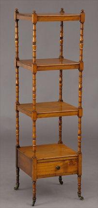 Appraisal: REGENCY FRUITWOOD WHATNOT With three shelves above a drawer on