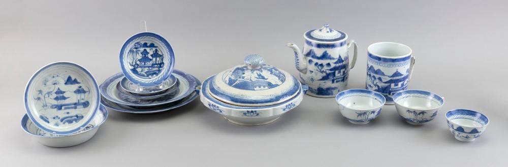 Appraisal: LARGE COLLECTION OF CHINESE EXPORT BLUE AND WHITE CANTON PORCELAIN