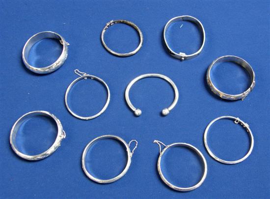 Appraisal: Ten silver bracelets marked ' ' or 'Sterling' oz