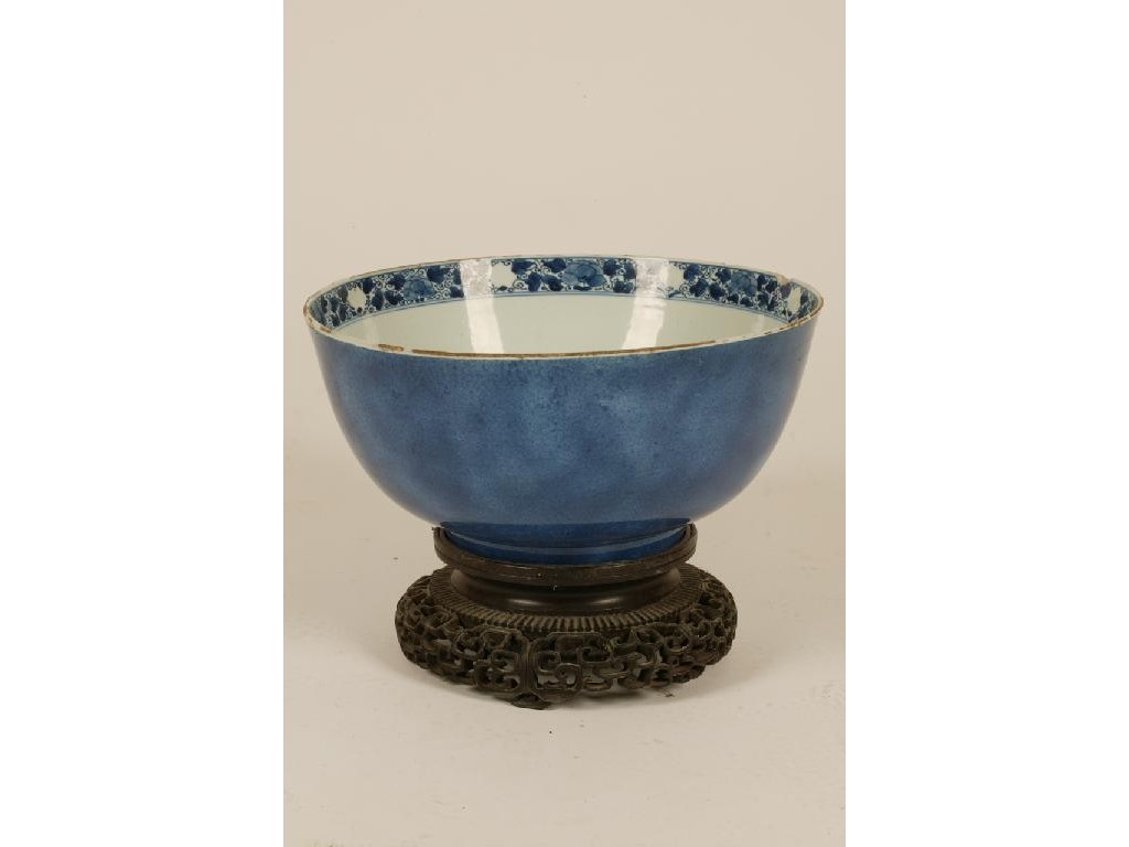 Appraisal: A CHINESE EXPORT BLUE AND WHITE PUNCH BOWL the exterior