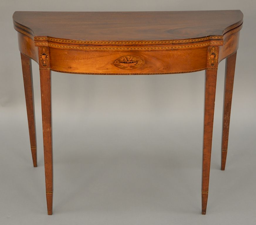 Appraisal: Federal mahogany game table table having bowed shaped top over