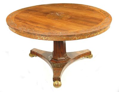 Appraisal: A th century rosewood and brass marquetry centre table the