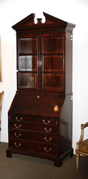 Appraisal: A George III style stained hardwood secretary bookcase height ft