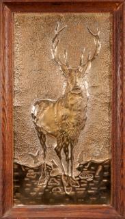 Appraisal: Brass Relief Figure of a Stag c overlaid initials W