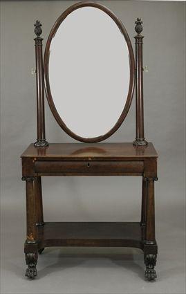 Appraisal: Empire-Style Carved Mahogany Dressing Table ft in x in x