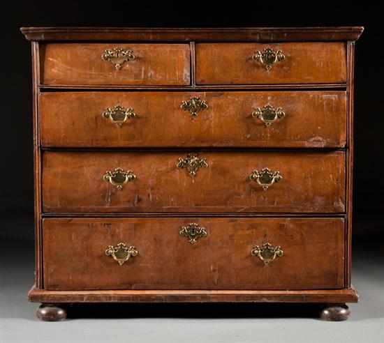 Appraisal: George I banded walnut chest of drawers first quarter- th