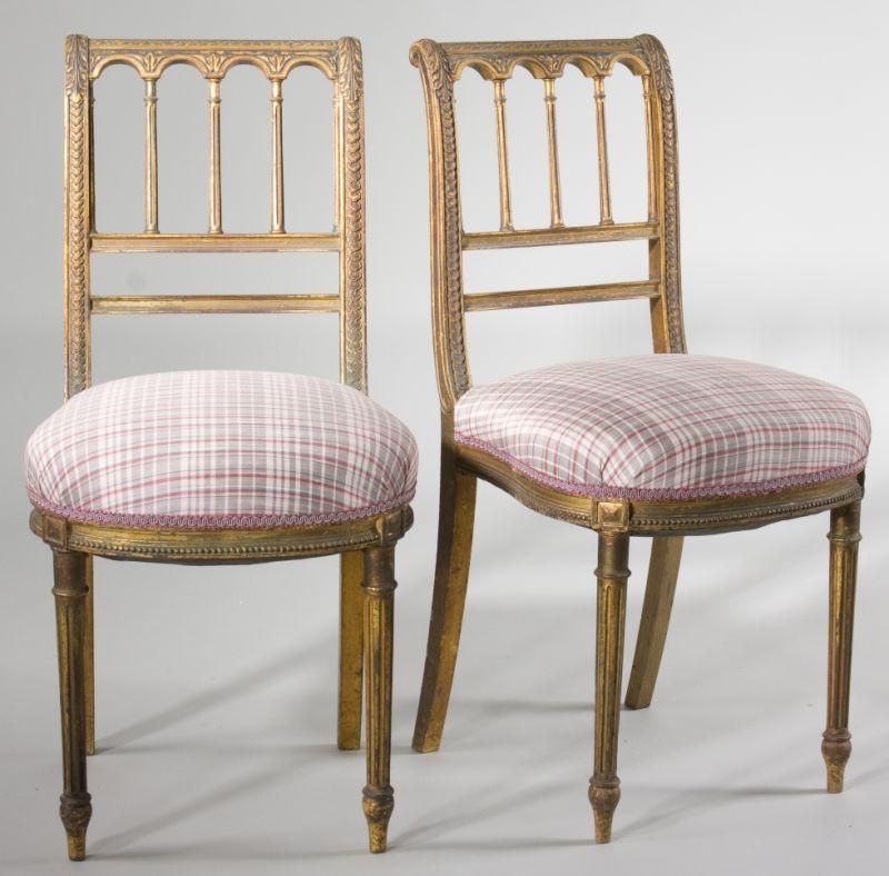 Appraisal: Pair of Louis XVI Style Lady's Hall Chairs circa with