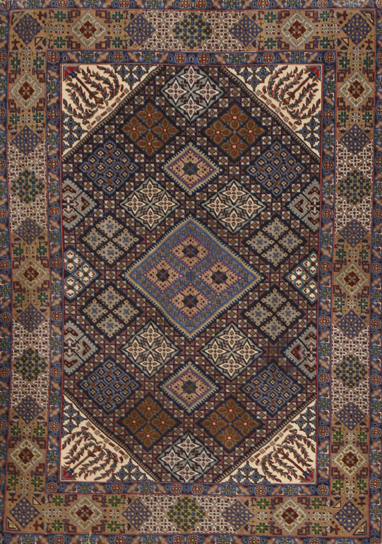 Appraisal: Isphahan Rug Post Diamond field on variegated ground beige spandrels