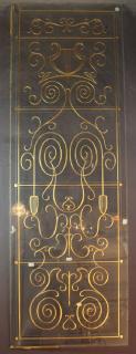 Appraisal: French etched glass music room panel with harp motif French