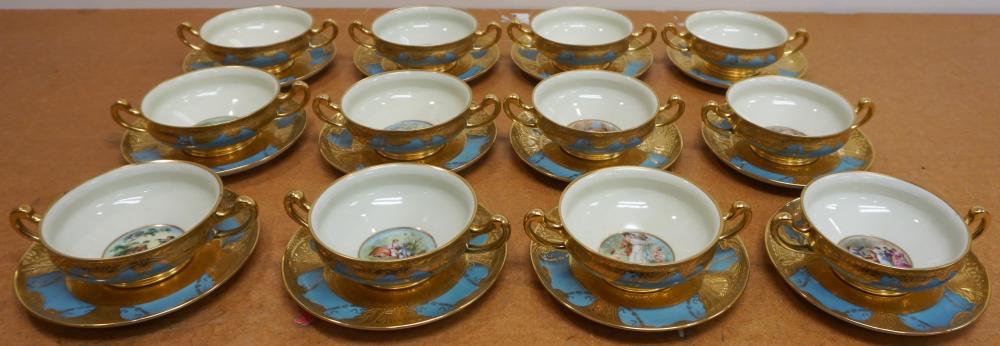 Appraisal: Twelve Hutschenreuther Robin Egg Blue and Gilt Decorated Buillons with