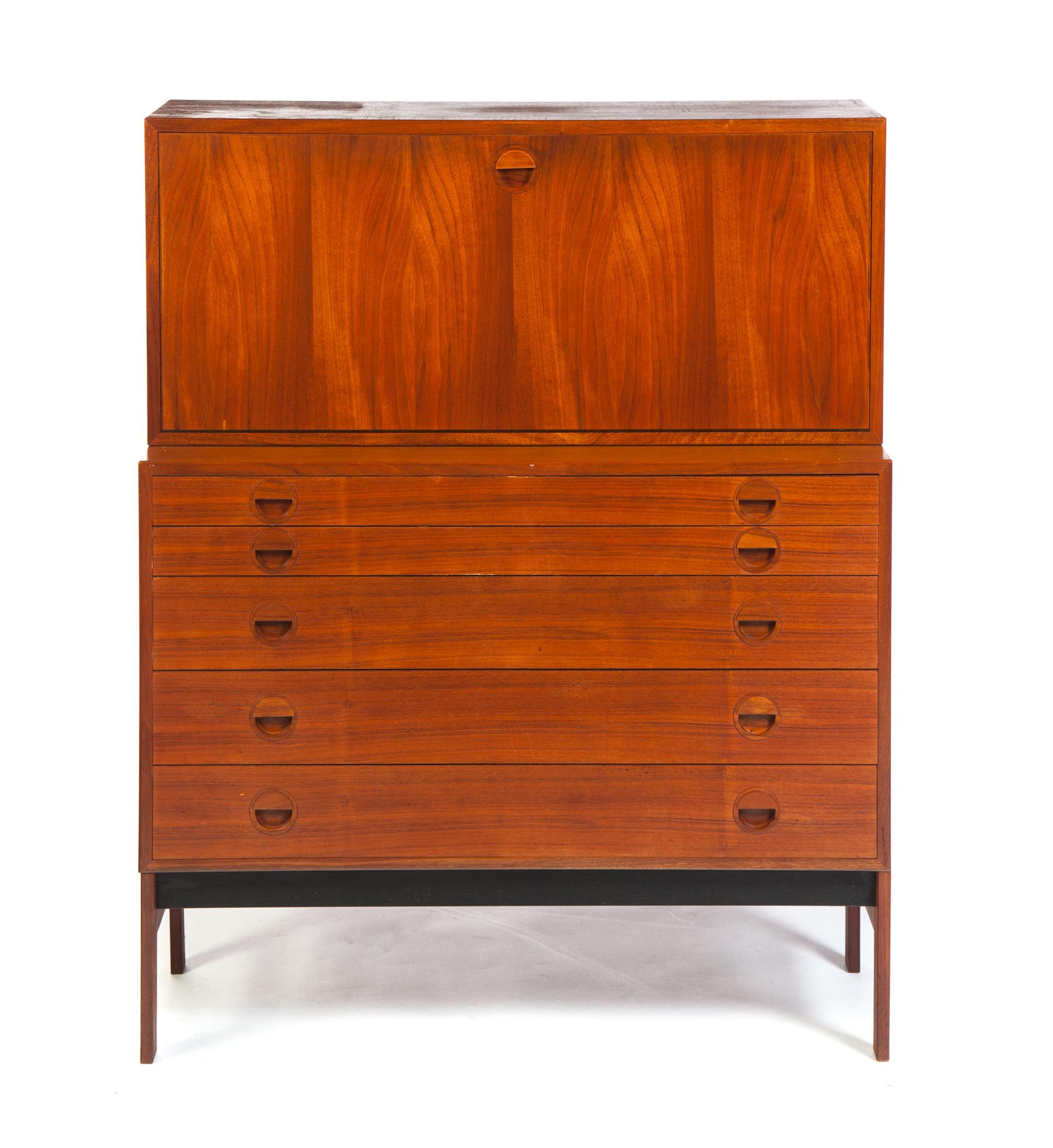 Appraisal: TWO-PIECE MID-CENTURY MODERN FALL FRONT DESK Denmark mid th century