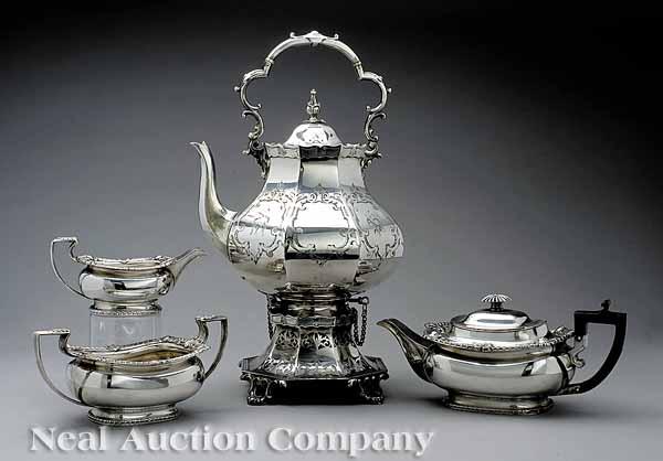 Appraisal: An English Silverplate Associated Tea Service early-to-mid th c consisting