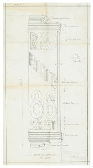 Appraisal: SIGNS Artkraft Strauss RKO Proctor's th Street Pencil on paper