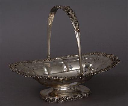 Appraisal: GEORGE IV ARMORIAL SILVER CAKE BASKET Thomas Wallis Jonathan Hayne