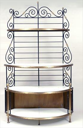 Appraisal: French Patinated Metal and Brass Four-Tier Baker's Rack ft x