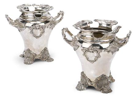 Appraisal: A pair of William IV Sheffield plate wine coolers circa