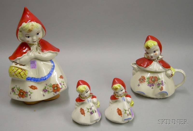 Appraisal: Hull Pottery Little Red Riding Hood Cookie Jar Salt and