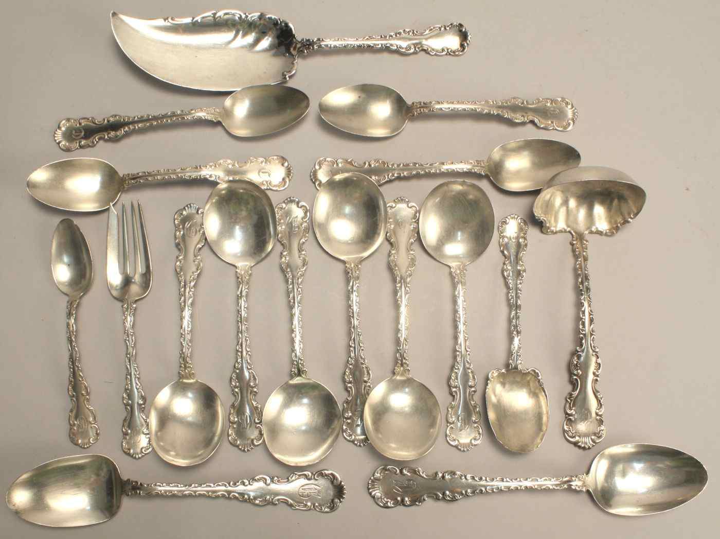 Appraisal: SEVENTEEN WHITING DIV OF GORHAM STERLING SILVER FLATWARE PIECESIn the