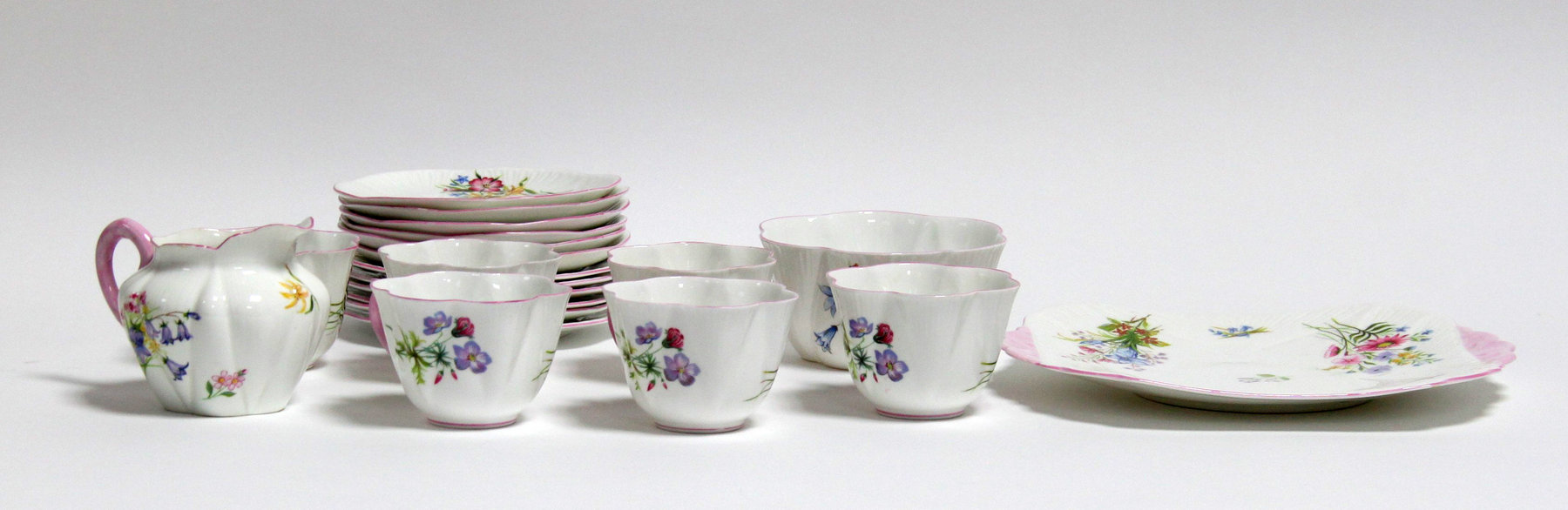 Appraisal: A Shelley part tea-service Wild Flowers pattern no comprising six