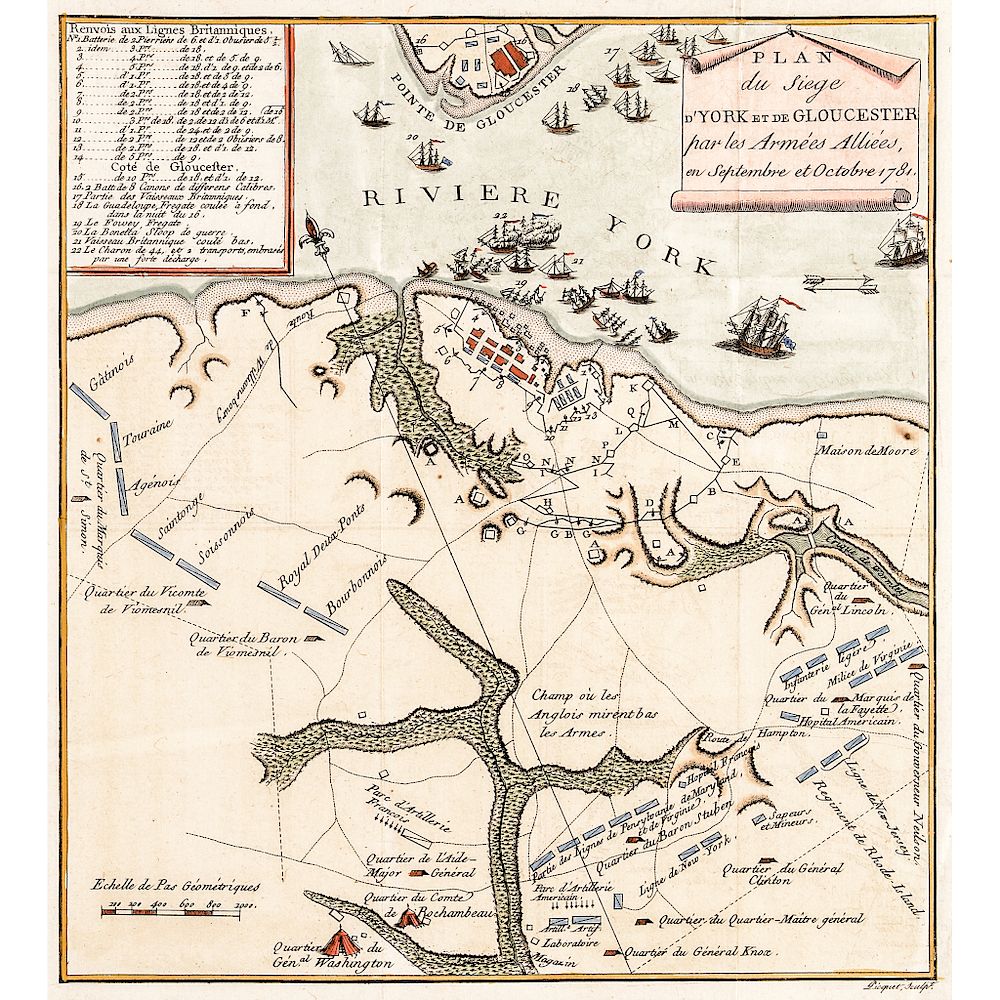 Appraisal: c Revolutionary War Handcolored Map of the Siege of York