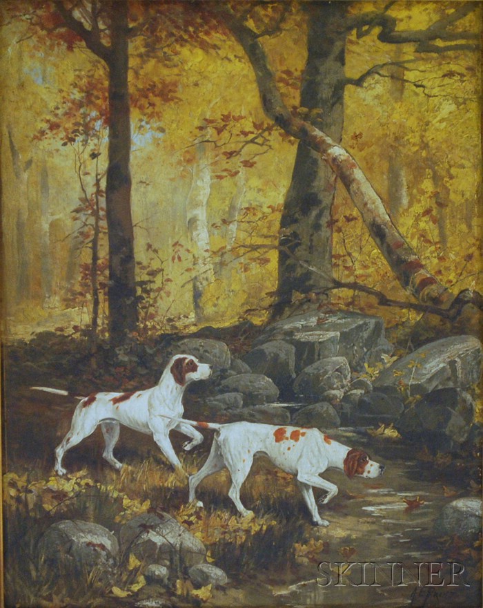 Appraisal: A Emil Prinz American b Two Hunting Dogs English Pointers