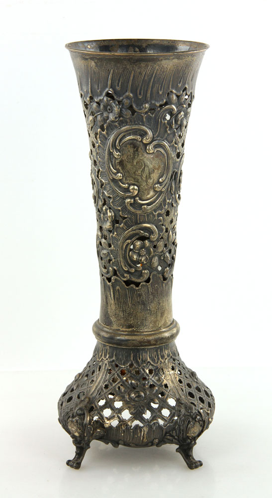 Appraisal: - Continental Silver Vase Continental vase silver with glass liner