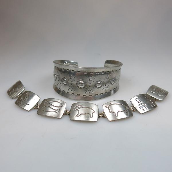 Appraisal: Jorgen Jensen Danish Pewter Bracelet And Cuff Bangle both with