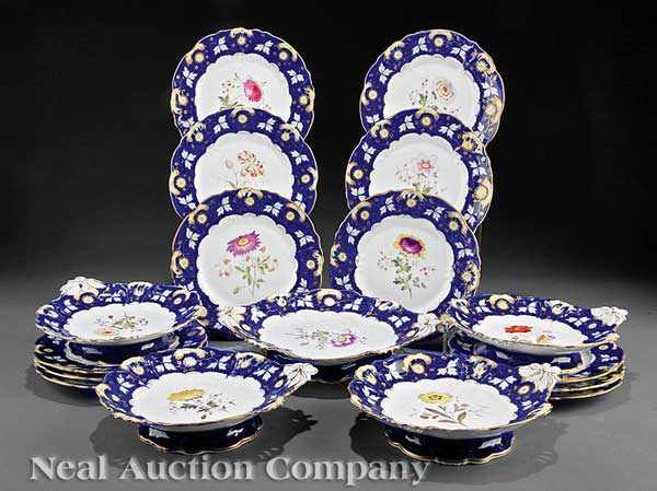 Appraisal: An English Porcelain Gilt and Polychrome Partial Dessert Service th