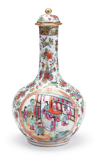 Appraisal: Large Chinese rose medallion porcelain covered vase th century The