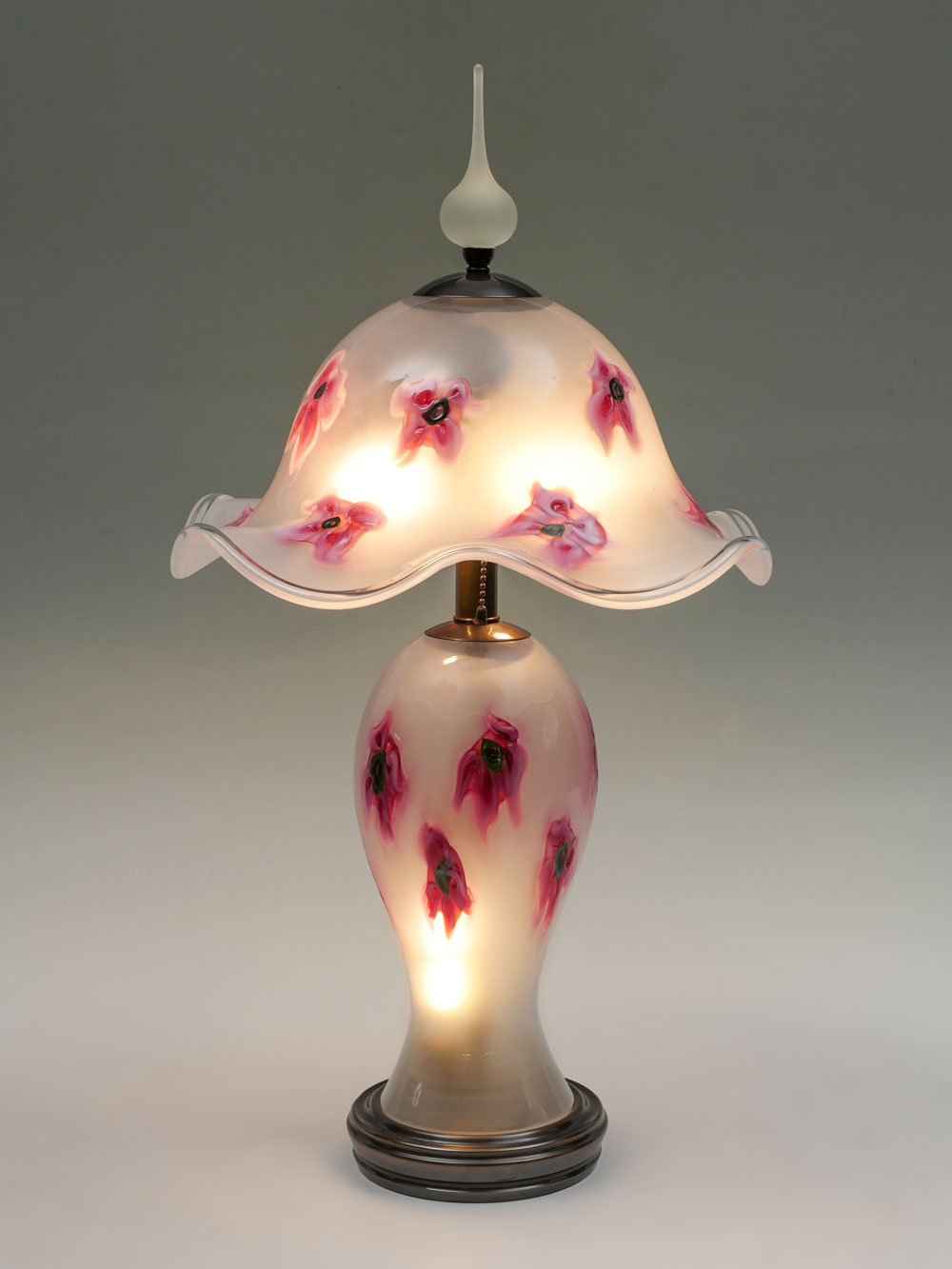 Appraisal: CHARLES LOTTON ART GLASS FLORAL LAMP Charles Lotton art glass