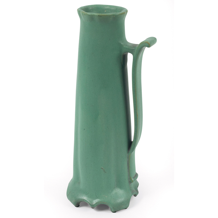 Appraisal: Teco vase uncataloged shape designed by Fritz Albert single-handledorganic form