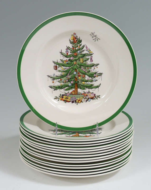 Appraisal: SPODE ''CHRISTMAS TREE'' DINNER PLATES A classic at Christmas time