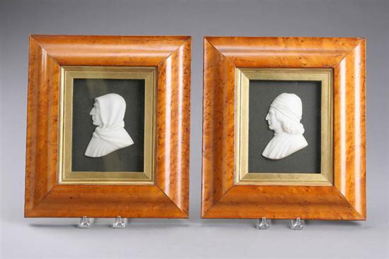 Appraisal: TWO PORTRAIT RELIEFS European late th-early th century white marble