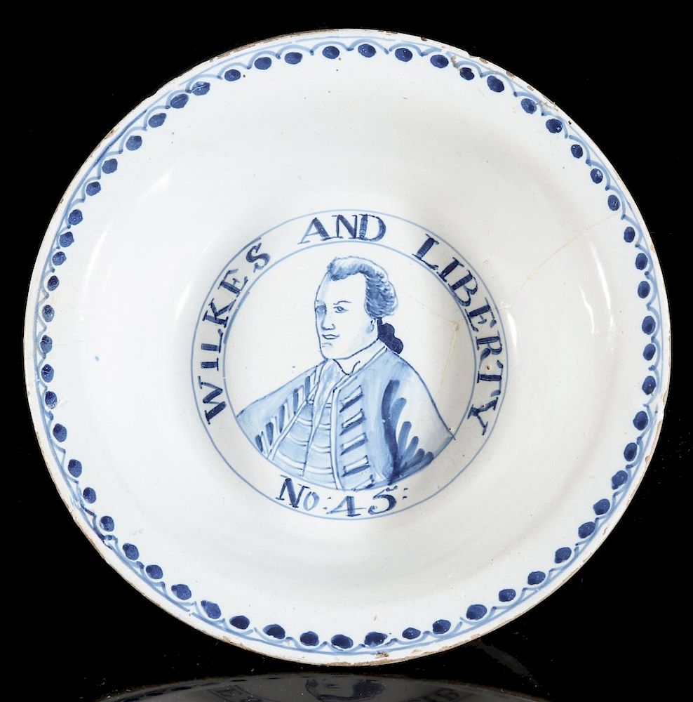 Appraisal: AN TH C DELFT GLAZE BOWL WILKES AND LIBERTY NO