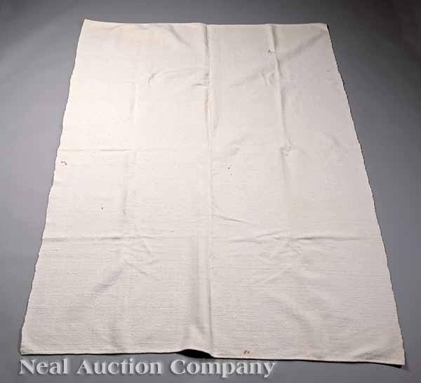 Appraisal: A Vintage Acadian White Cotton Blanket hand-spun and loom-woven in