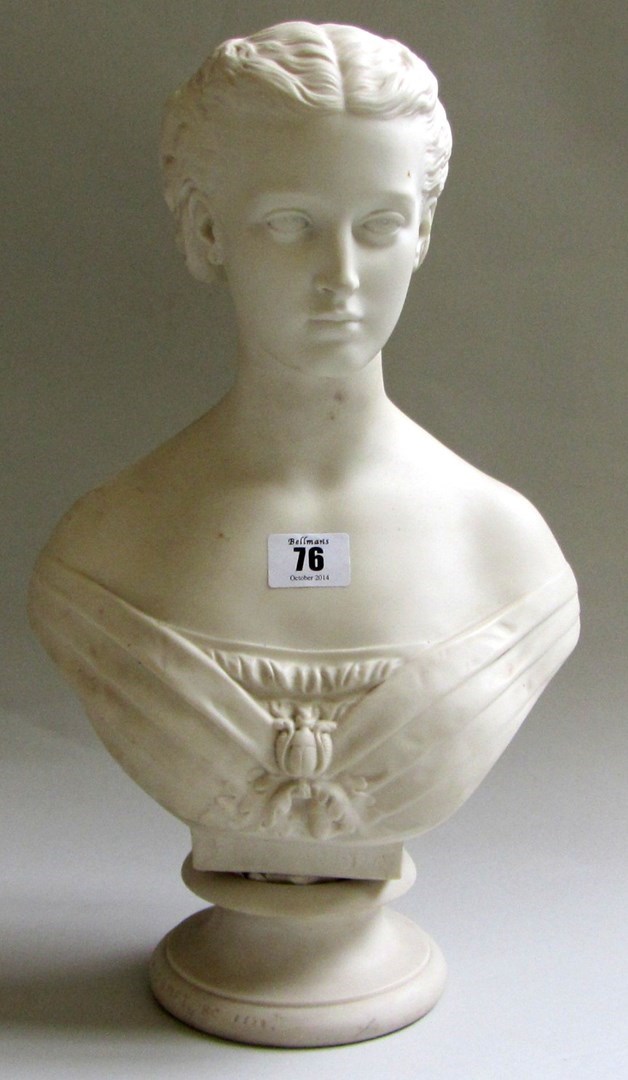 Appraisal: A Copeland parianware bust of 'Alexandra' the socle inscribed 'Art